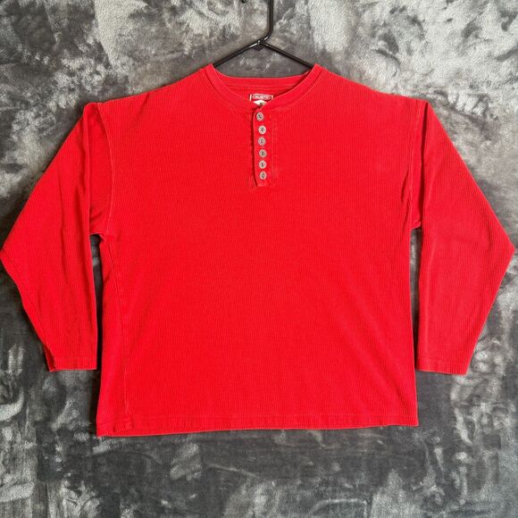 Vintage Marlboro Long Sleeve T-Shirt Red Quarter Button Promo Warm Size XL - Picture 1 of 7